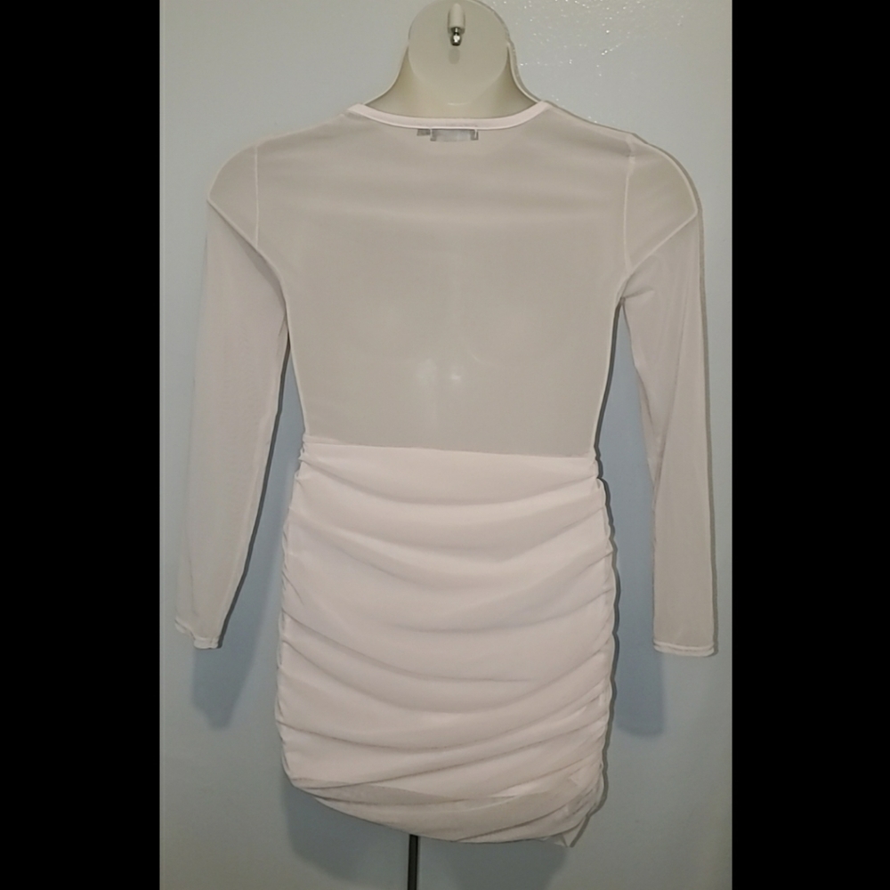 PrettyLittleThing Pink Mesh Mini Dress - Picture 3 of 3